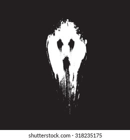 Scary Ghost Face. Spooky Phantom. Hand Drawn Vector Illustration.