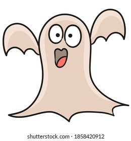 a scary ghost with a funny face. doodle icon image. cartoon caharacter cute doodle draw