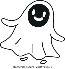 Scary ghost Halloween character vector illustration