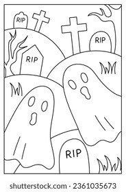 scary ghost halloween coloring page