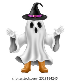 scary ghost at halloween party with scary face vector illustration isolated on white background