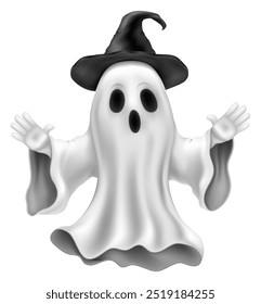 scary ghost at halloween party with scary face vector illustration isolated on white background