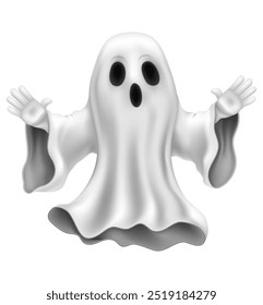 scary ghost at halloween party with scary face vector illustration isolated on white background