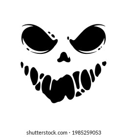 Scary Ghost Horror Face Silhouette Vector For Carving On Halloween Pumpkin