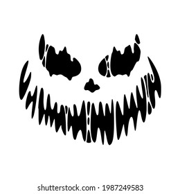 Scary Ghost Horror Face Silhouette Vector For Carving On Halloween Pumpkin