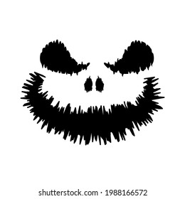 Scary Ghost Horror Face Silhouette Vector For Carving On Halloween Pumpkin