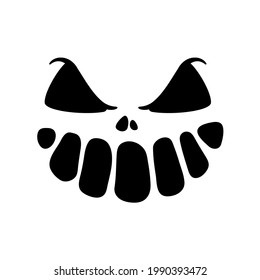 Scary Ghost Horror Face Silhouette Vector For Carving On Halloween Pumpkin