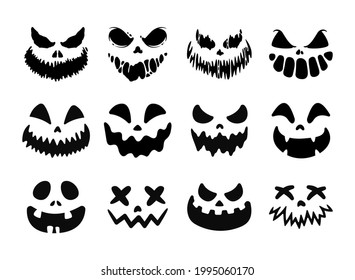 Scary Ghost Horror Face Silhouette Vector For Carving On Halloween Pumpkin