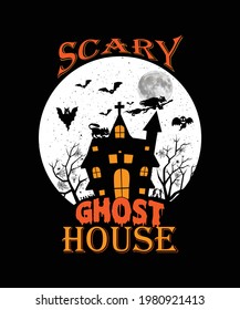 Scary ghost house T Shirt Design