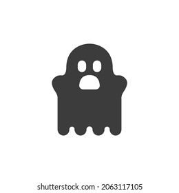 Scary Ghost Icon Isolated on Black and White Vector Graphic