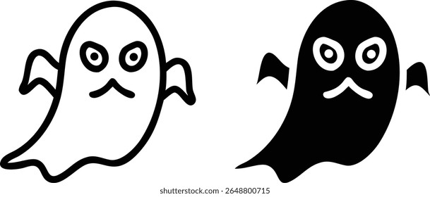 Conjunto de ícones fantasmas assustadores, Halloween Spooky Spirit Silhouette Vetor Illustration