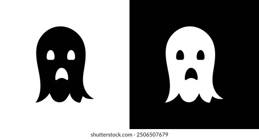 Scary ghost icon Thin line illustration set