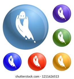 Scary ghost icons set vector 6 color isolated on white background