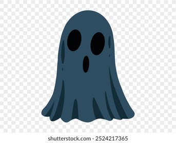 Scary ghost isolated on png or transparent background.Halloween party banner. vector