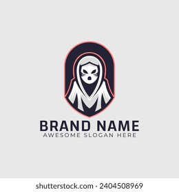 Scary ghost mascot vector logo illustration. Creepy spirit as company brand identity.