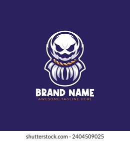 Scary ghost mascot vector logo illustration. Creepy spirit as company brand identity.
