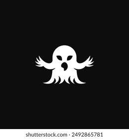 Scary ghost on a black background logo design.