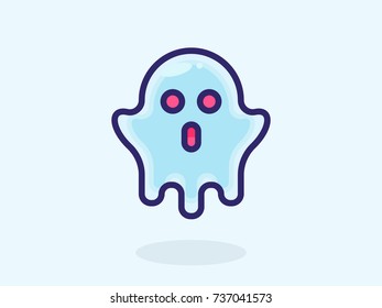 Scary Ghost screaming emotions of Halloween, vector illustration