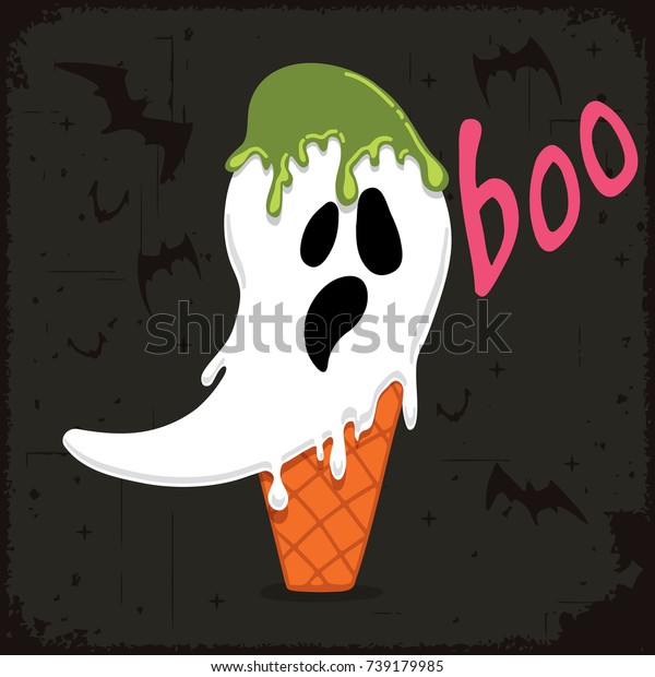 Scary Ghost Shaped Ice Cream Flying: vector de stock (libre de regalías ...