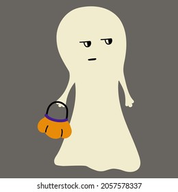 Scary ghost sheet isolated on grey background. Vector illustration