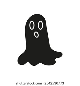 Scary Ghost Silhouette Icon. Spooky Halloween Spirit Glyph Symbol. Isolated Vector Illustration.