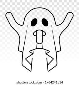 scary ghost / ghost with sticking out tongue - Line art icons for apps and websites