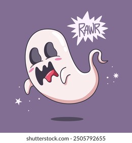 Scary Ghost Vector Cartoon Illustration