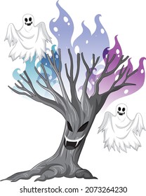 Scary ghost with white spirit ghost illustration