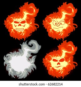 Scary ghosts in the dark with fierce expression
