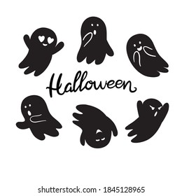 Scary ghosts design, Halloween characters icons set