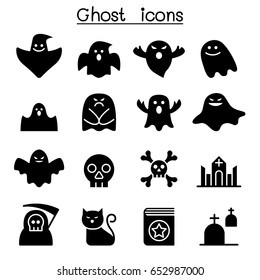 Scary ghosts ,Halloween characters icons set Vector illustration