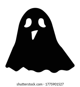 Scary ghosts or Haloween ghost isolated on white background, Halloween theme silhouette black and white flat design