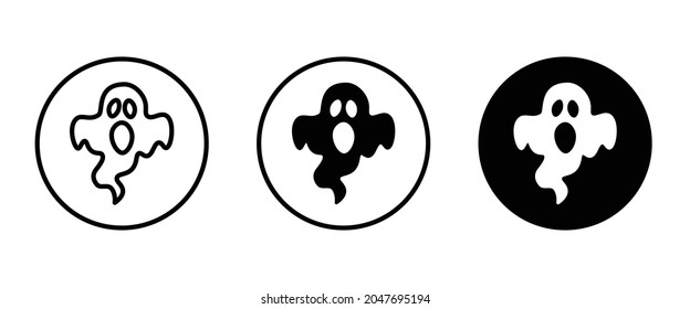 Scary ghosts icon, Halloween character icon button, vector, sign, symbol, logo, illustration, editable stroke, flat design style isolated on white