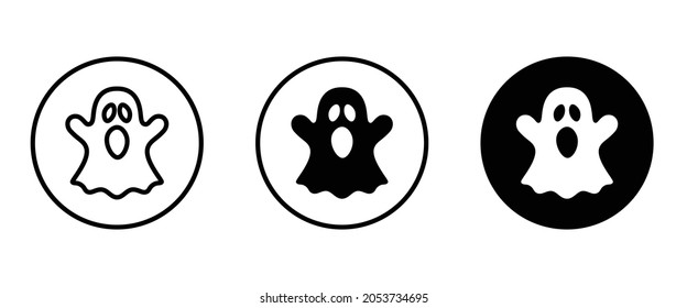 Icono de fantasmas aterradores, botón icono de carácter de Halloween, vector, signo, símbolo, logo, ilustración, trazo editable, estilo de diseño plano aislado en blanco