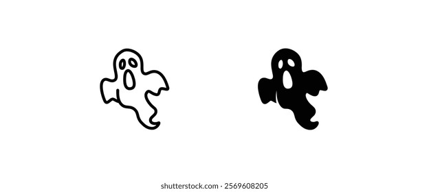 Scary ghosts icon, Halloween character icon button, vector, sign, symbol, logo, illustration, editable stroke, flat design style isolated on white