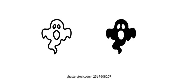 Scary ghosts icon, Halloween character icon button, vector, sign, symbol, logo, illustration, editable stroke, flat design style isolated on white