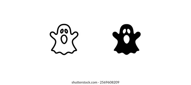 Scary ghosts icon, Halloween character icon button, vector, sign, symbol, logo, illustration, editable stroke, flat design style isolated on white