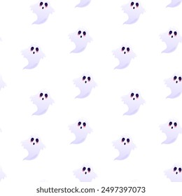 Scary ghosts vector seamless pattern. Packaging design, wrapping paper, background, backdrop