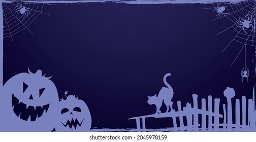 Scary gloomy dark blue halloween background - illustration