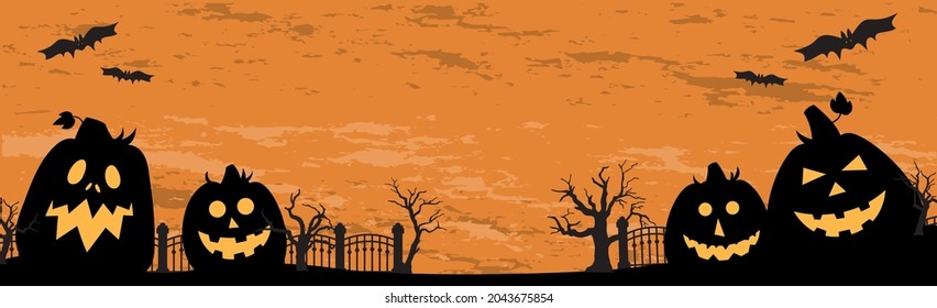 Scary gloomy orange halloween background - illustration
