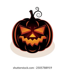 Gruselig glühender Halloween-Kürbis Jack O Lantern Ikonenvektor einzeln auf weißem Hintergrund. Spooky grinsend Halloween Kürbis Vektorgrafik. Dark Halloween Kürbis Grafikdesign Element