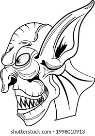 Scary goblin coloring book. Vector illustration on the theme of fairy tales and legends.