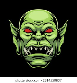 Scary Goblin head vector illustration