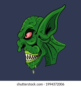 Scary goblin. Vector illustration on the theme of fairy tales and legends.