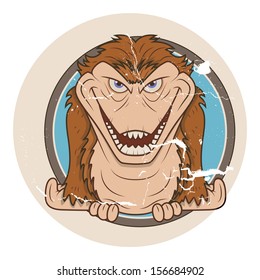 scary gorilla monster vector in vintage style sticker