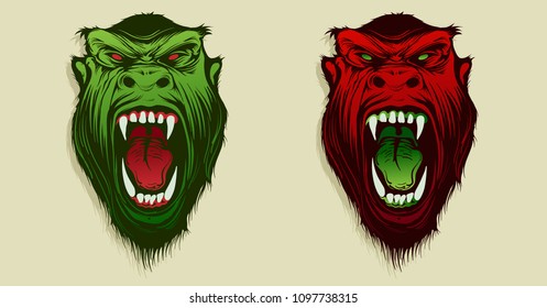 Scary Gorilla with two color way / vector design