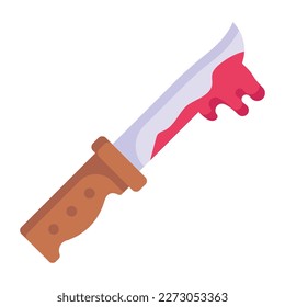Un espeluznante gráfico vectorial plano cuchillo sangriento 