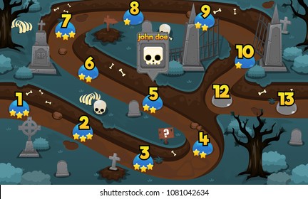 Scary graveyard Halloween  game level map