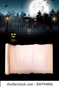 Scary graveyard in the woods - Halloween flyer with place for your text