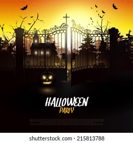 Scary graveyard in the woods - Halloween party flyer 